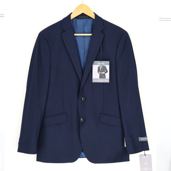 Kenneth Cole Reaction Men's Navy Houndstooth Techni-Cole Slim Blazer Size 40R - Picture 2 of 6